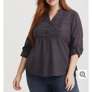 Torrid Military Poplin Blouse size 2